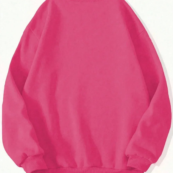 Hot Pink Casual Women's Christmas Tree Print Drop Shoulder Sweatshirt - Picture 2 of 3